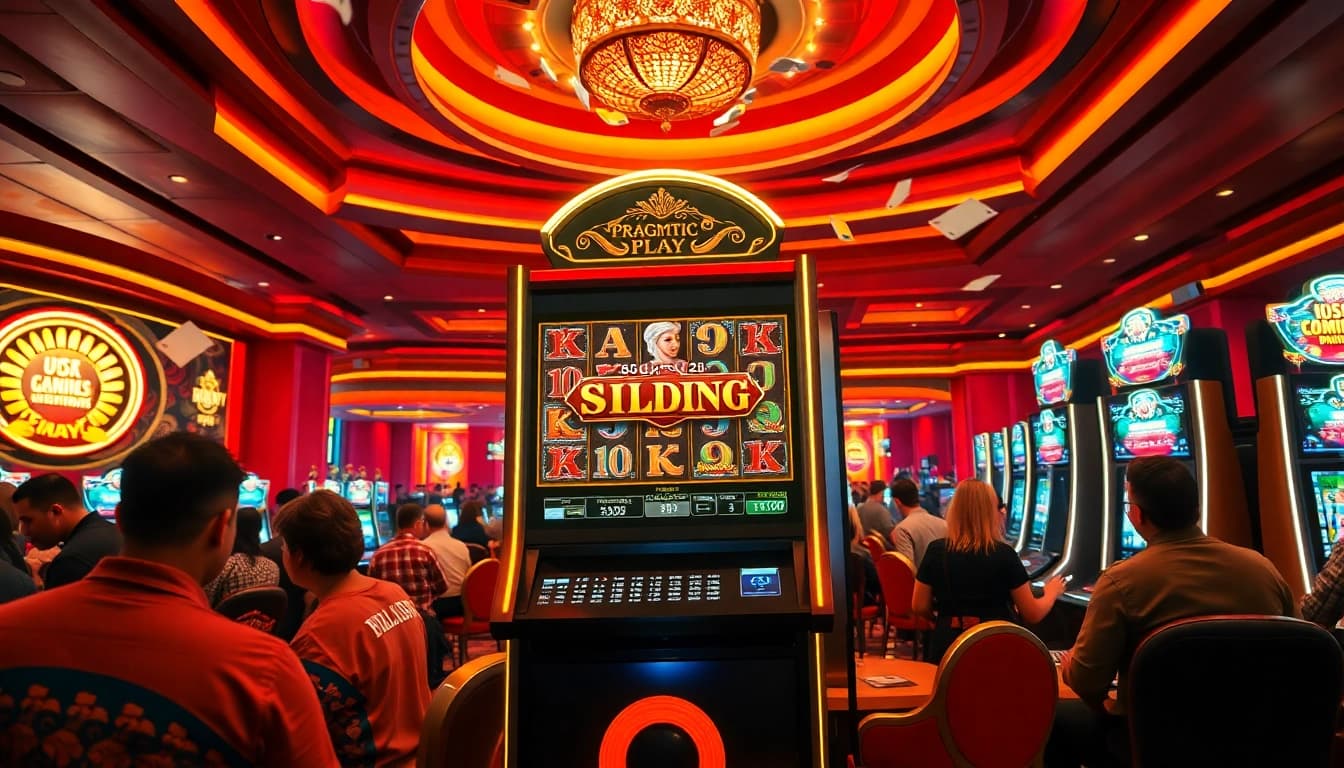 Engage with slot pragmatic play games in a lively casino atmosphere showcasing excitement and luxury.