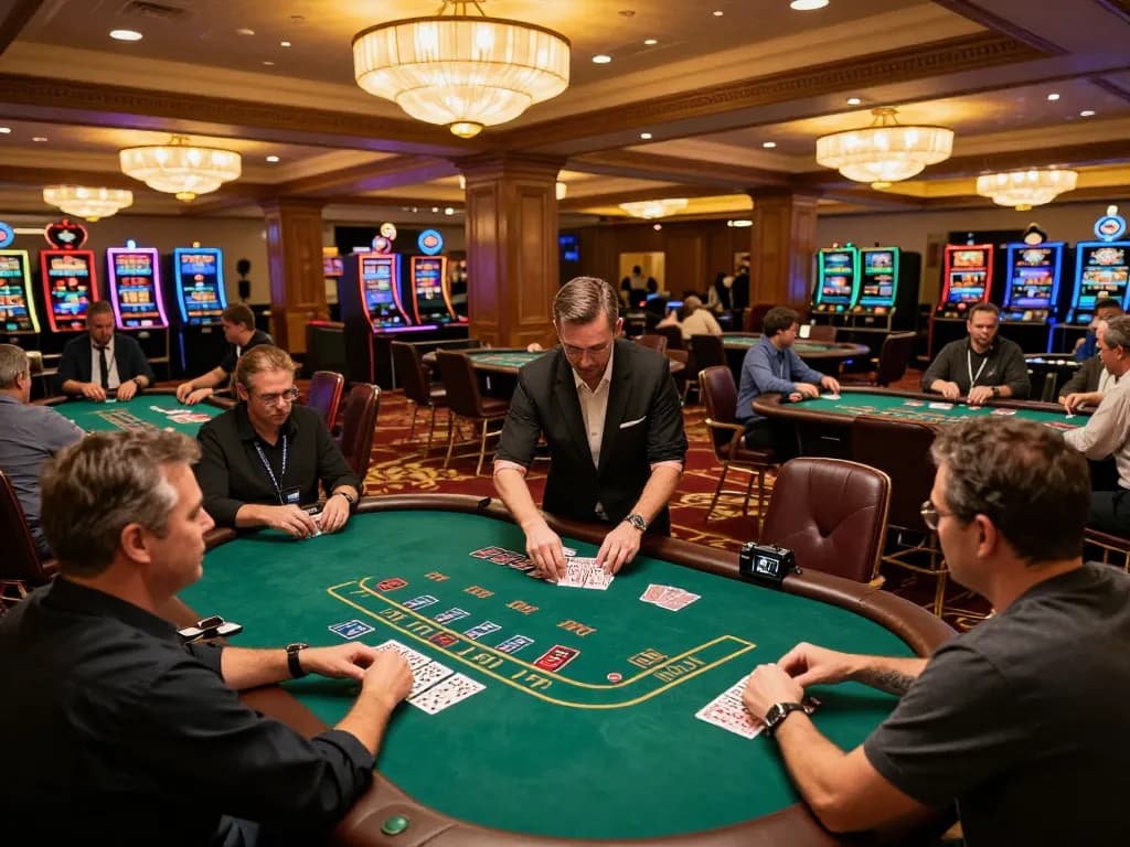 Players engaging in blackjack at cm88-t1's upscale casino, showcasing strategic game play.
