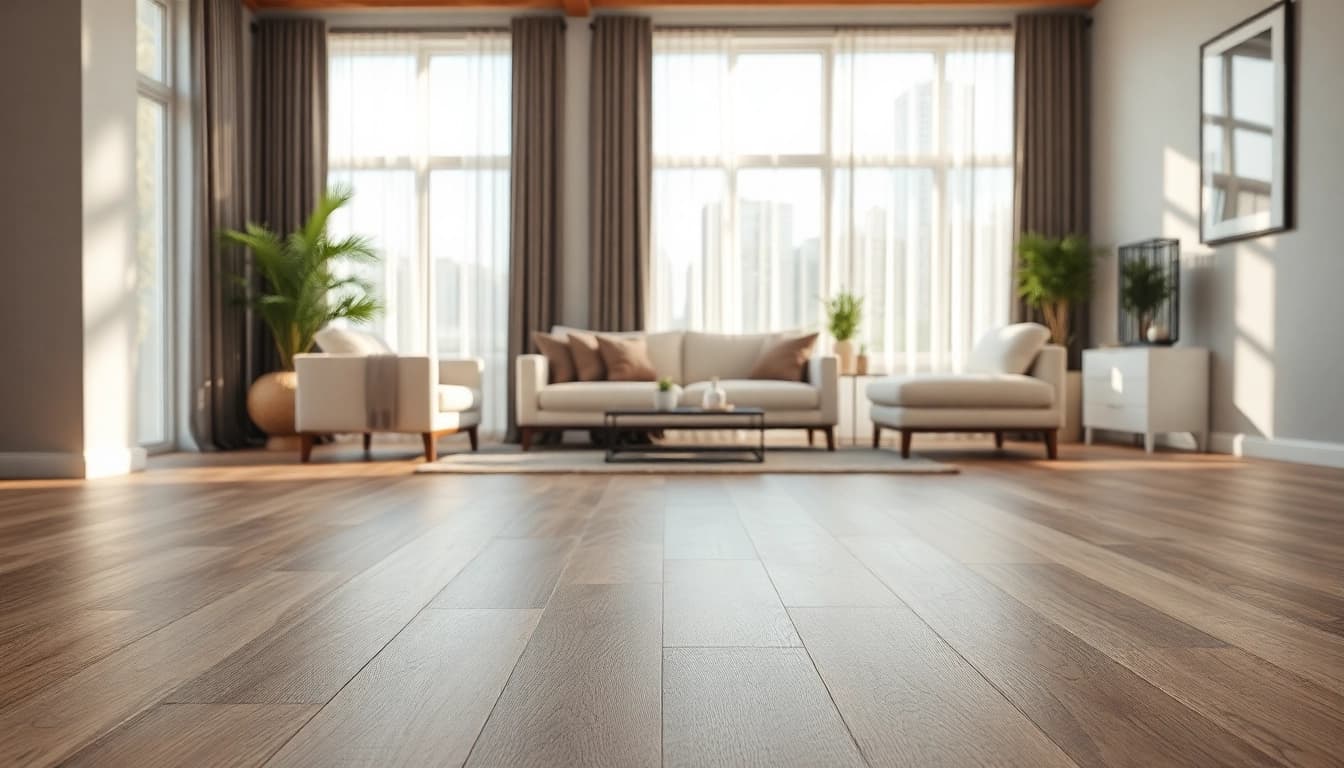 Showcase of vinyl plank flooring in a beautifully designed living room with natural lighting.