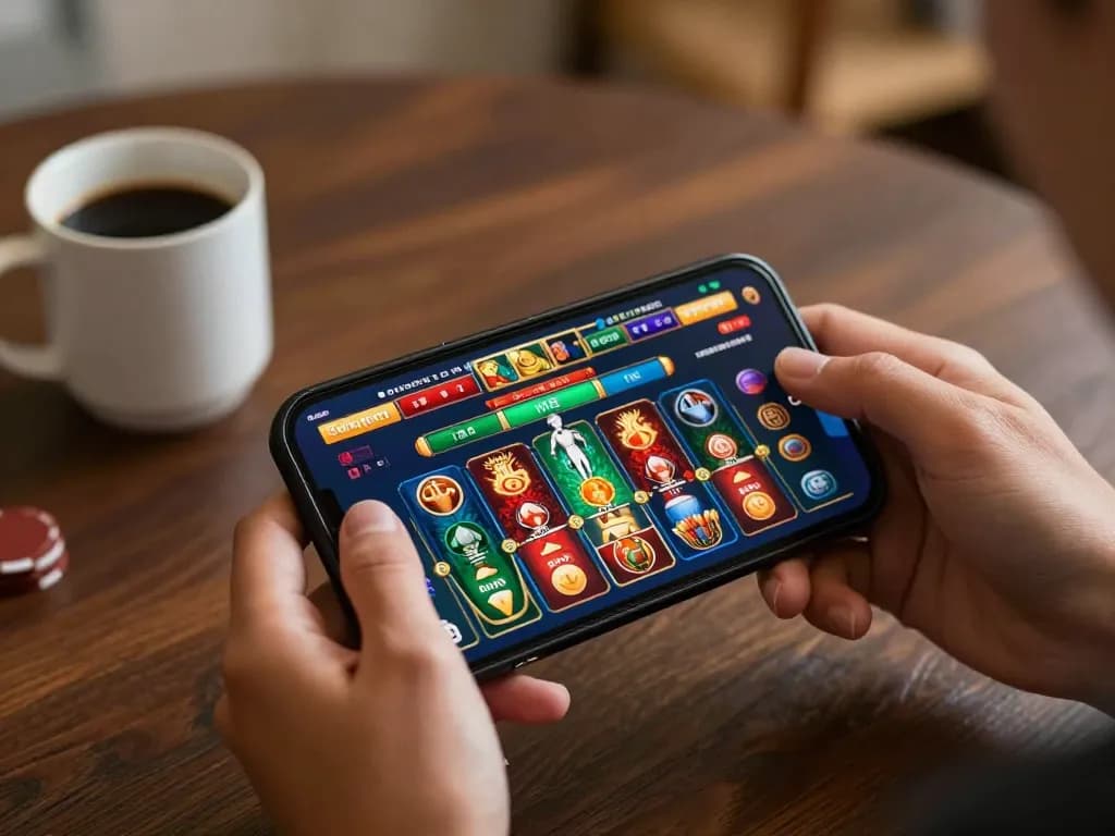 Engaging gameplay experience with casino europei online visible on mobile device, showcasing vibrant app interface and immersive setting.