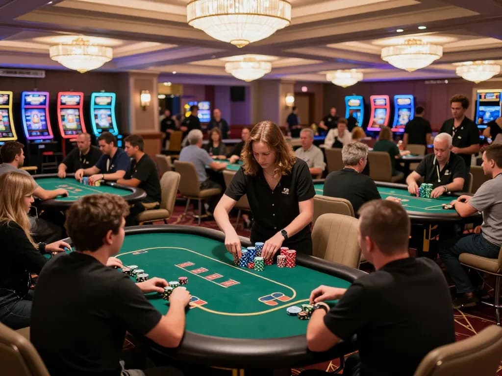 Players strategizing at the SC88 poker table with vibrant chips and focused atmosphere
