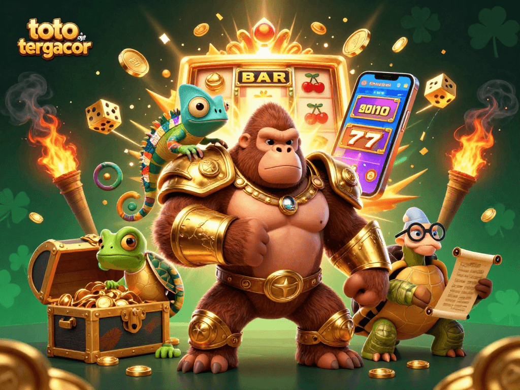 Experience the thrilling excitement at toto slot tergacor with a vibrant 3D casino illustration featuring iconic slot elements and characters.