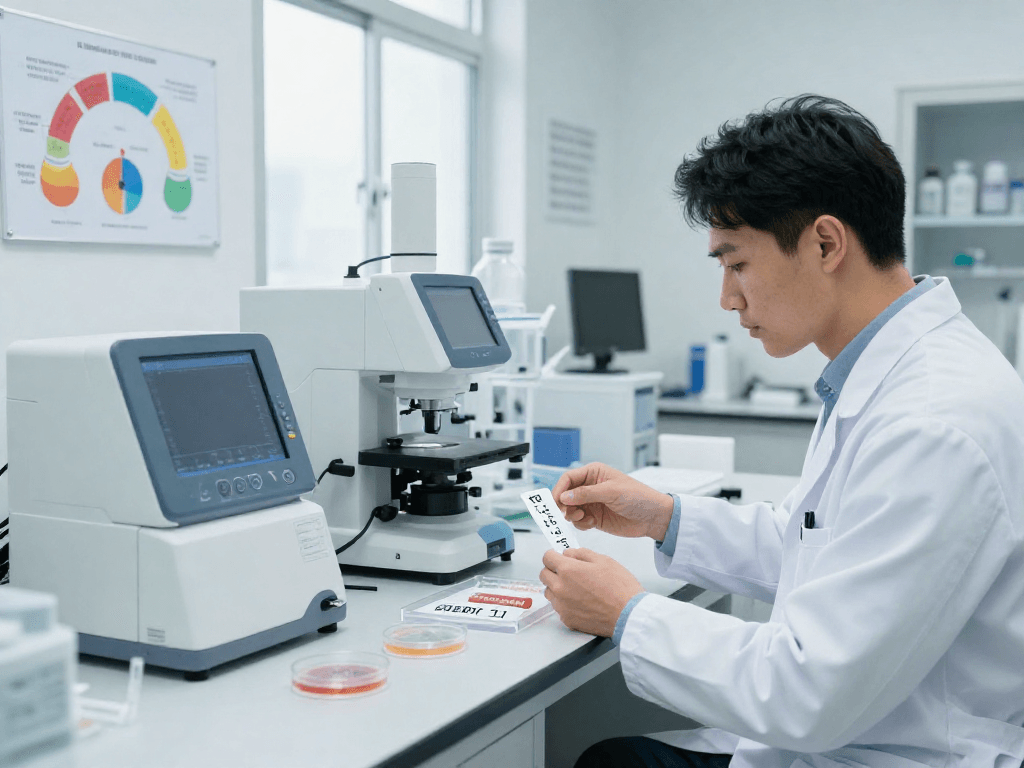 BPC 157 TB 500 Blend displayed on multi-layer buccal strips in modern lab environment.