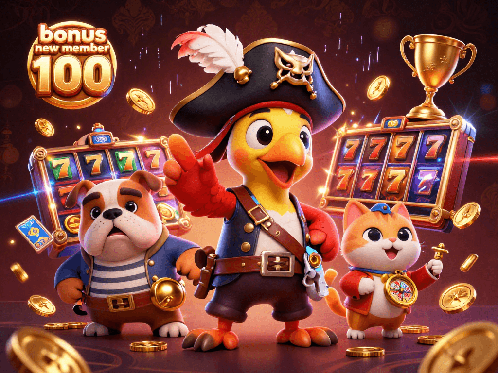 Experience the excitement of bonus new member 100 with engaging slot adventures featuring colorful characters.