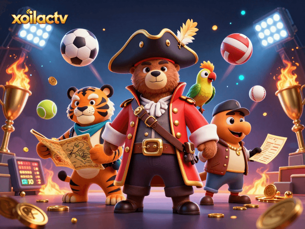 Enhance your gaming with Xoilactv by watching the pirate captain and tiger bet on sports balls.