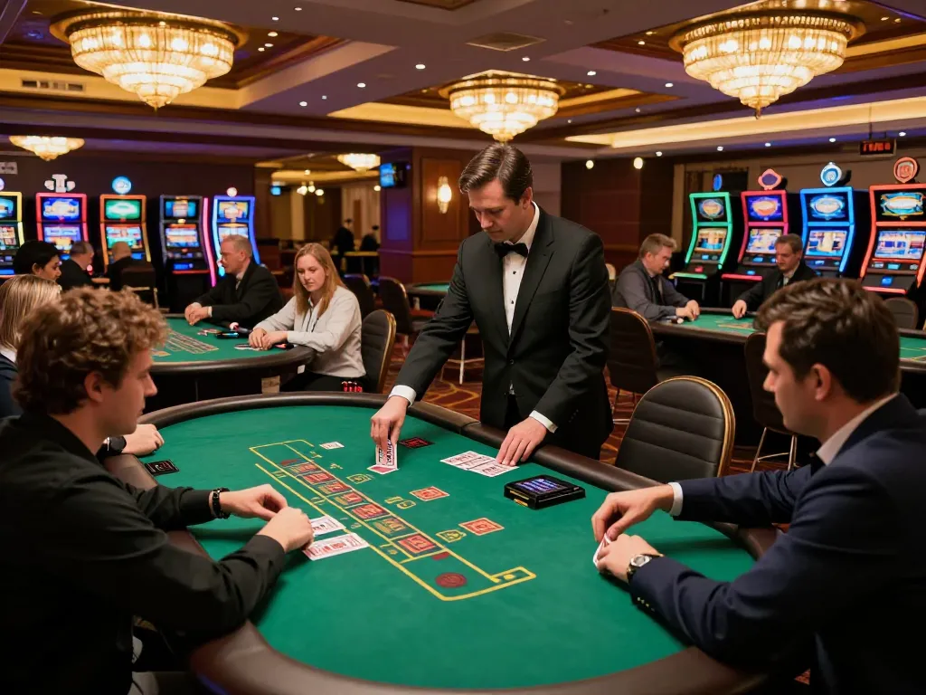 Players engaged in strategic gameplay at F168 blackjack tables in a luxurious casino setting