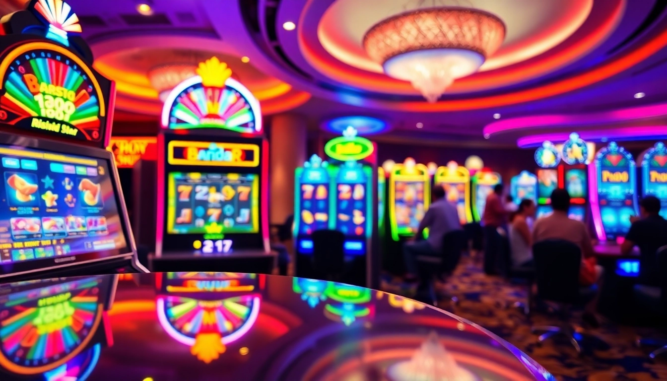 Menangkan bandar slot dengan mesin game yang cerah dan ramai di kasino.