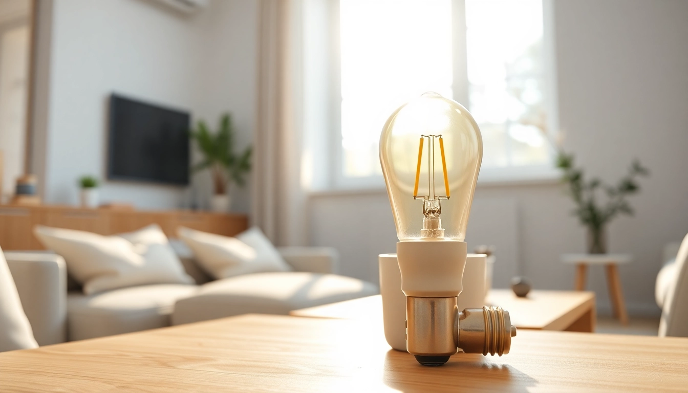 Illuminated g16 bulb showcasing its bright glow in a modern home setting.