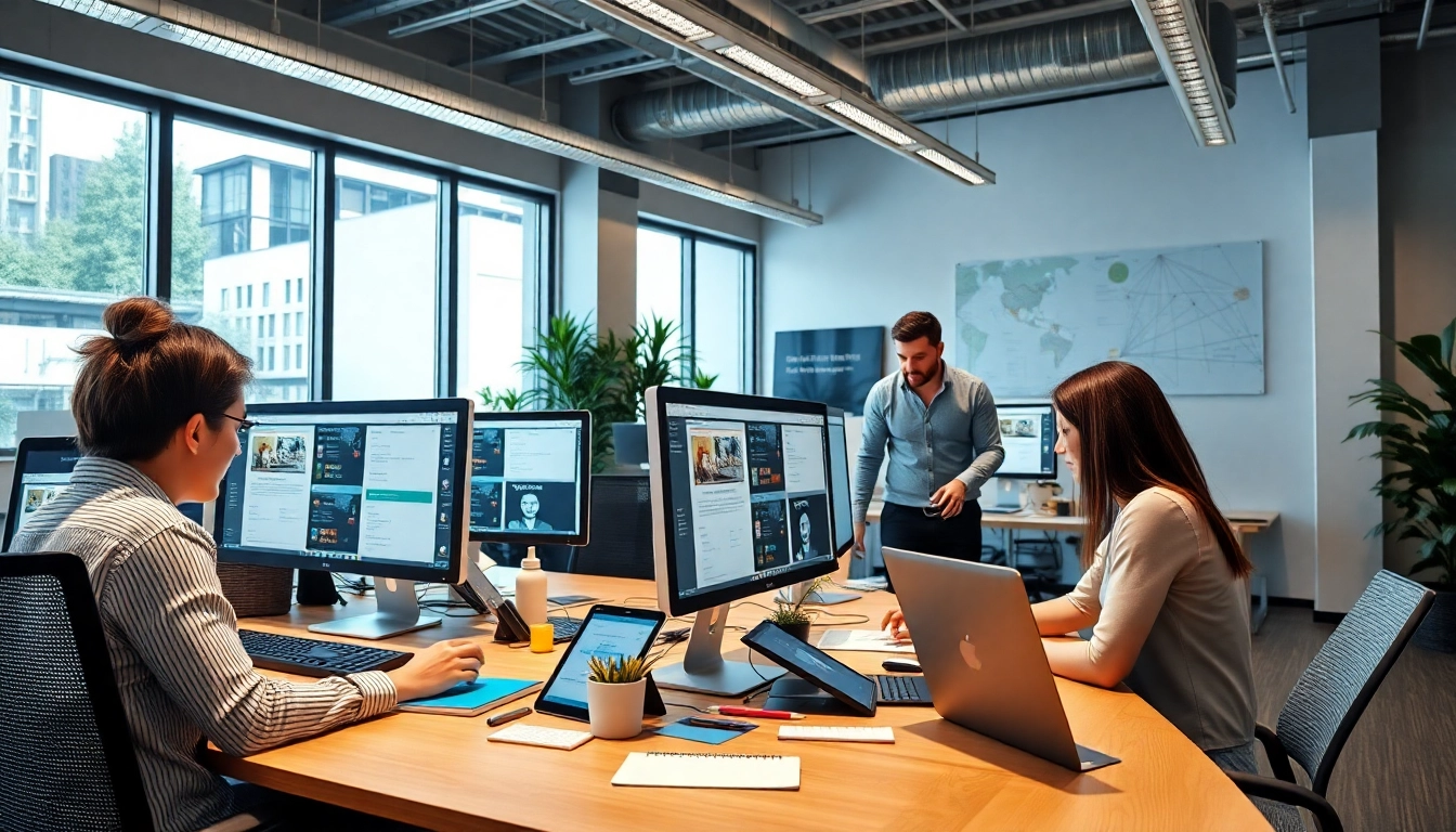 Agentur Besprechung bei einer Werbeagentur zur Entwicklung innovativer Webdesigns.