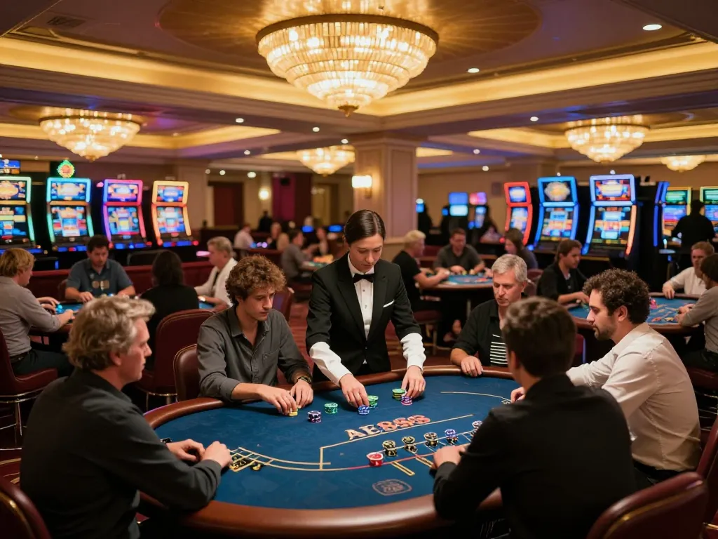 Engaging poker gameplay at AE888 casino, highlighting strategic betting atmosphere with players and dealers