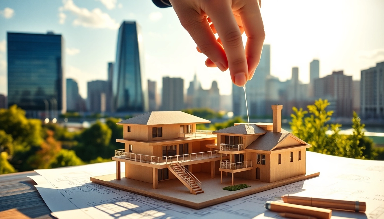 Luxury home architect Boston showcasing a modern architectural design process in a vibrant cityscape.