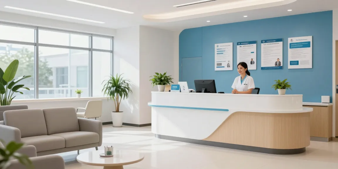 Small business health insurance options at a modern health clinic.