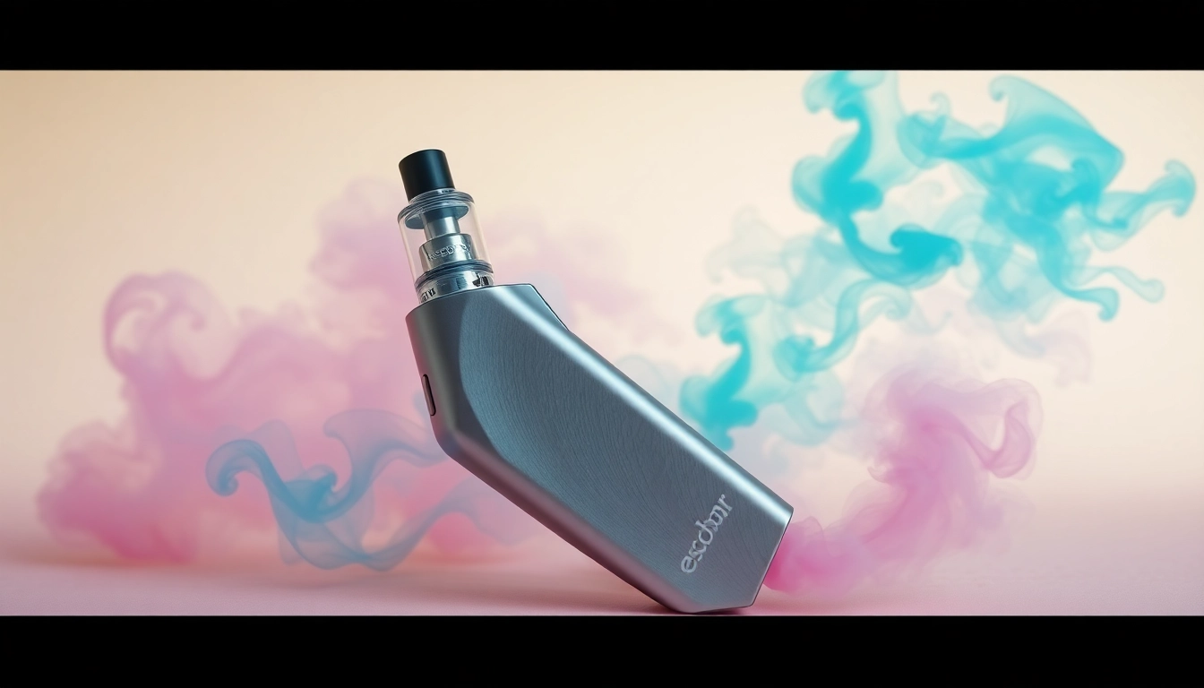Enjoying the escobar vape surrounded by vibrant vapor clouds in a modern setting.