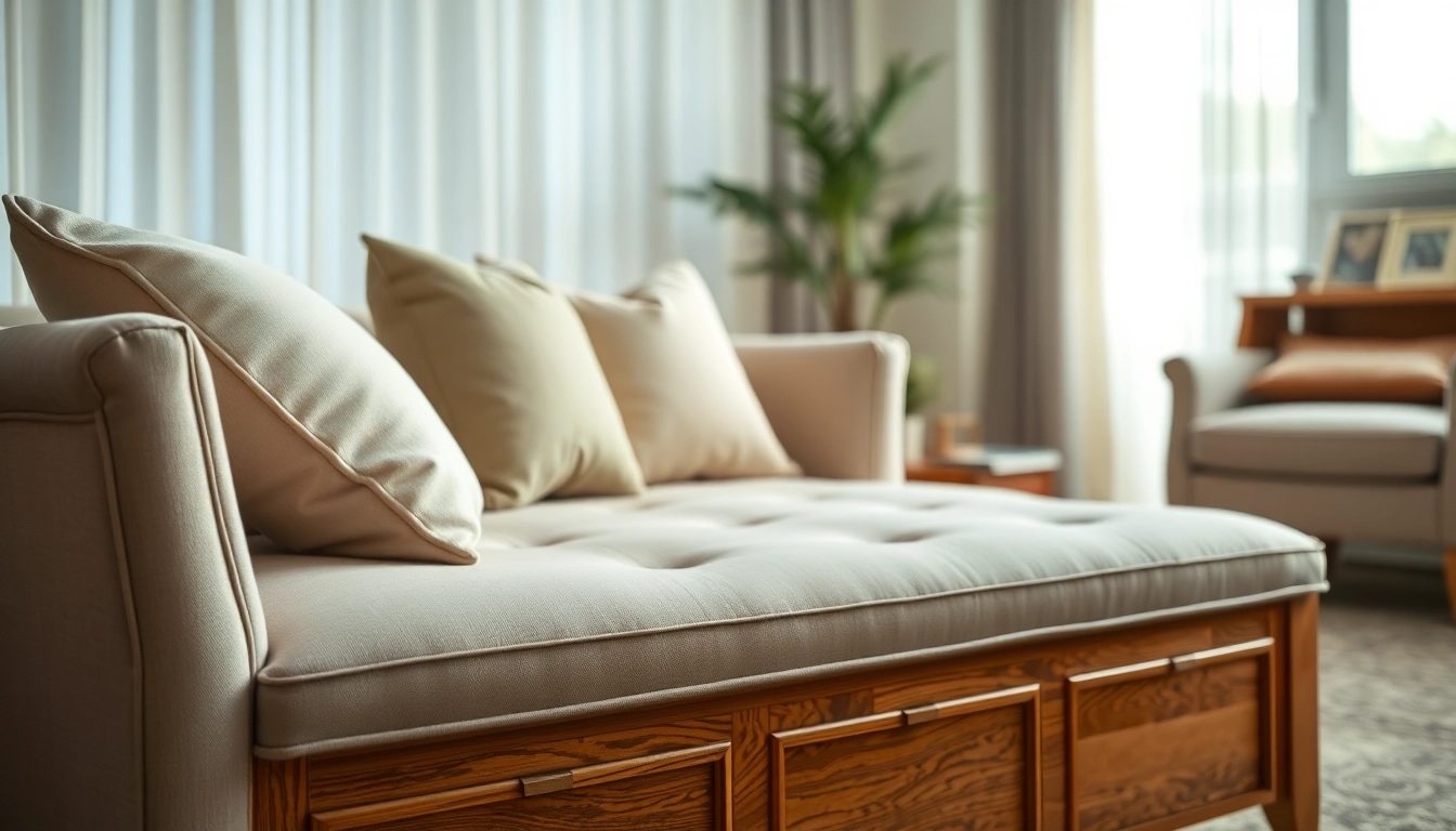 Stylish Storage Bench with elegant design and comfortable upholstery in a cozy living room.