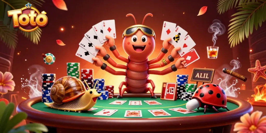 Toto dan dealer unik menawarkan permainan kartu di meja kasino dengan suasana menarik untuk pemain.