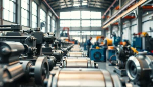 Fotografo Industriale mentre cattura dettagli di macchinari industriali in un ambiente di lavoro dinamico.