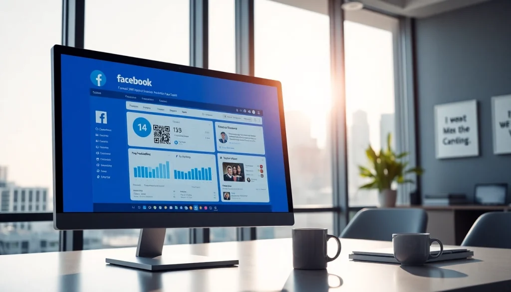 Engage with the advanced features of the facebook smm panel interface displayed in a modern office.