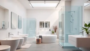 Sonni sanitär GmbH präsentiert hochwertige Duschwände und Badmöbel in modernem Ambiente.