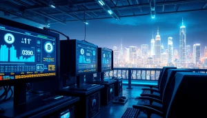 Visual representation of the best cloud mining technologies in a high-tech digital environment.