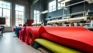 Punta di Roma stoffen in een professionele werkruimte met textielkunstenaars.