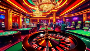 The thrilling atmosphere of a casino featuring https://xx88.bar/ games with roulette and poker tables.