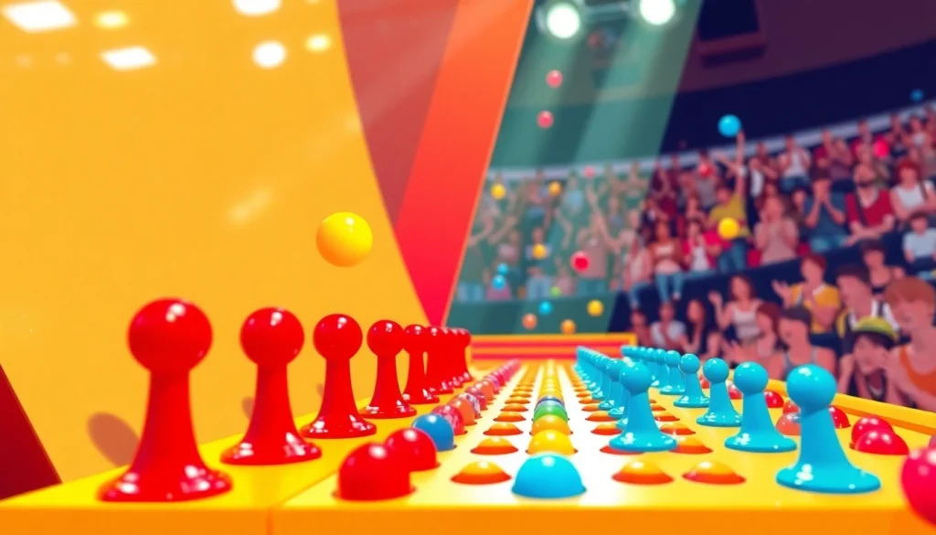 Permainan situs plinko yang menampilkan bola jatuh di papan berwarna-warni.