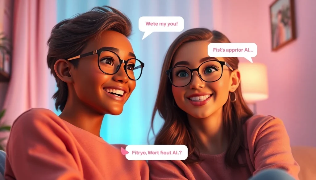 Engaging avatars in a cozy chat room, showcasing sex chat AI interactions.