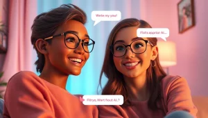 Engaging avatars in a cozy chat room, showcasing sex chat AI interactions.