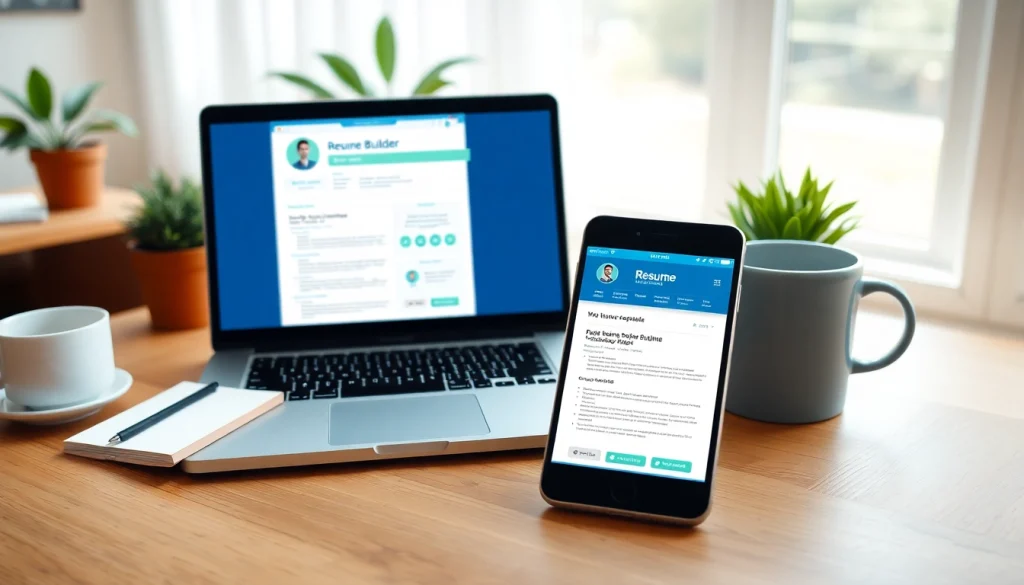 Use our Resume Builder to create professional resumes in a modern workspace setting.
