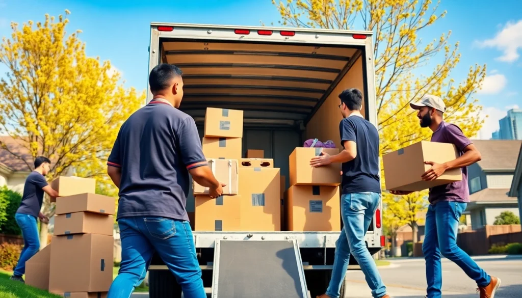 Efficient movers showcasing their expertise among vibrant Vancouver surroundings.