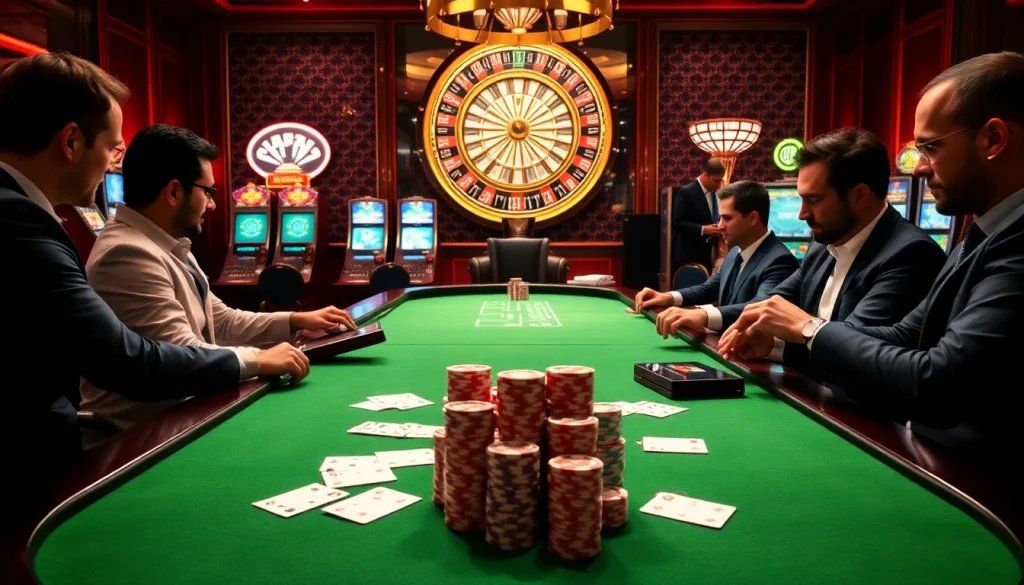 Exciting poker game at QQ88 COM casino with vibrant poker chips and playing cards.