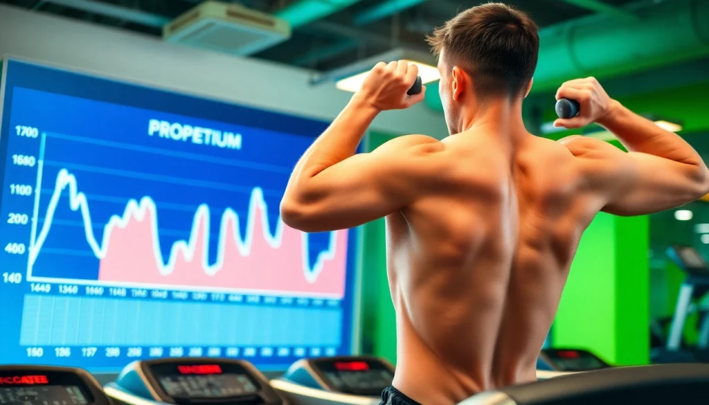 Breaking through a weight loss plateau with determination and exercise in a motivating fitness setting.