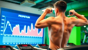 Breaking through a weight loss plateau with determination and exercise in a motivating fitness setting.