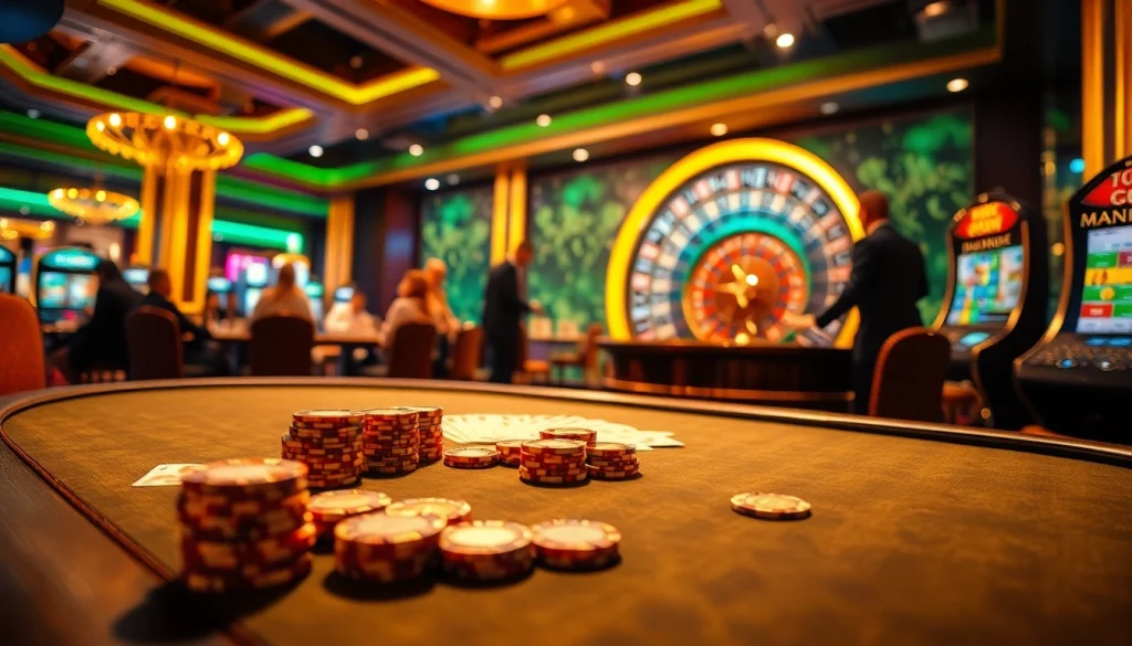 The thrilling atmosphere of gambling at https://jun88buzz.info/ with vibrant poker and roulette games.