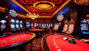 Experience the excitement of the 88clb casino with vibrant slot machines and engaging poker tables.