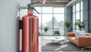 Position a well-maintained electrical fire extinguisher in a modern office setting.