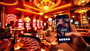 Players engaging in thrilling games at Onicplay casino with poker chips and vibrant slot machines.