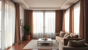 Geniet van verduisterende gordijnen die een sfeervolle woonkamer transformeren en privacy bieden.