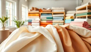 Linnen stoffen in een stijlvolle presentatie, die de veelzijdigheid en textuur benadrukt.