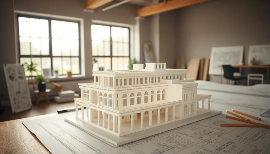 Architekturmodellbau Kiel: präzises architektonisches Modell in einem modernen Studio.