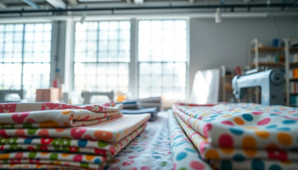 Creëer stijlvolle ontwerpen met hoogwaardige bedrukte katoenen stoffen in een textielstudio.