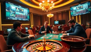 Sbobet login interface at a vibrant poker table showcasing high-stakes gambling action.