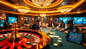 Engaged players enjoying a thrilling game at Nhà cái U888, showcasing luxury casino excitement.