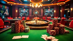 Immergez-vous dans l'ambiance palpitante du meilleur casino en ligne France avec des éléments de jeu vibrants comme la roulette et le poker.