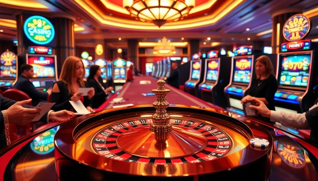 Experience thrilling gaming with link 789bet, featuring a roulette table surrounded by excited players.