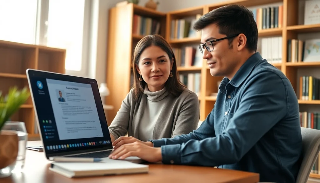 Engaging remote exam assistance in a cozy study environment, showing a tutor helping a student.