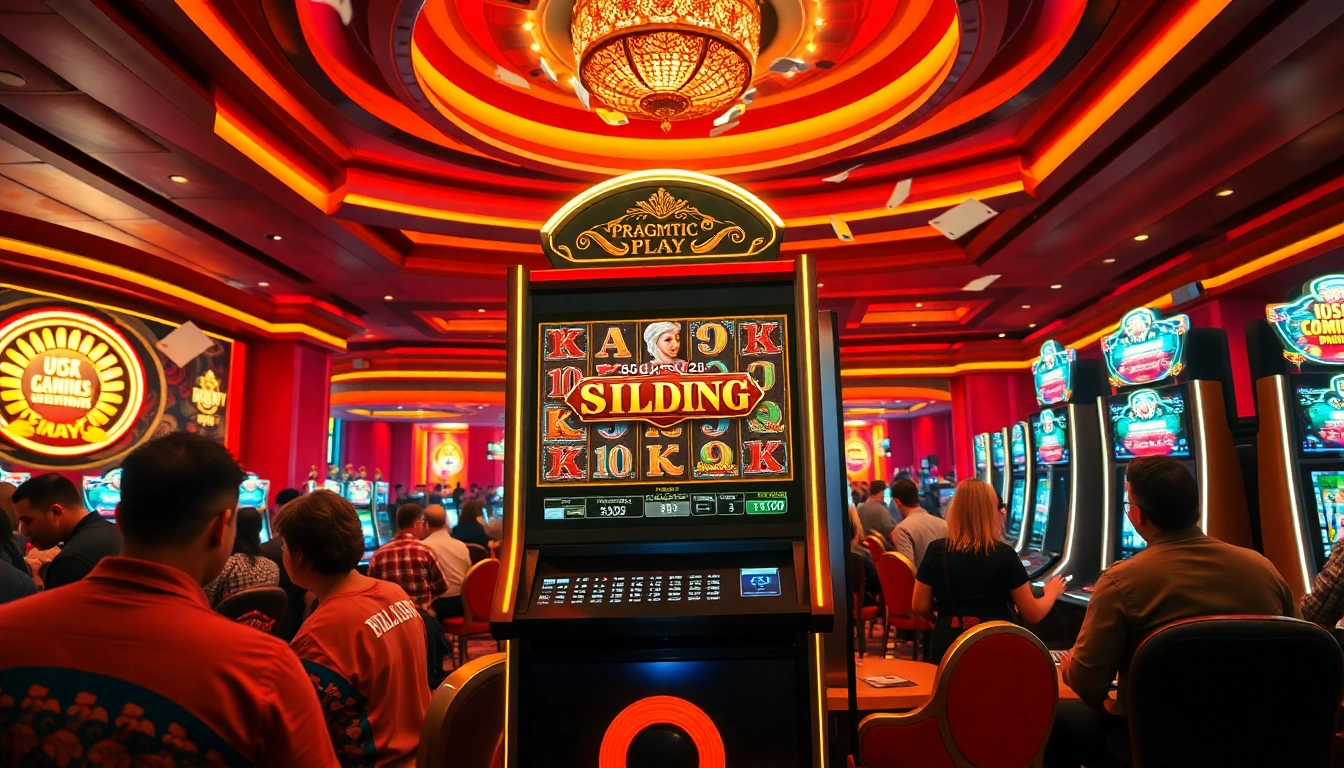 Engage with slot pragmatic play games in a lively casino atmosphere showcasing excitement and luxury.