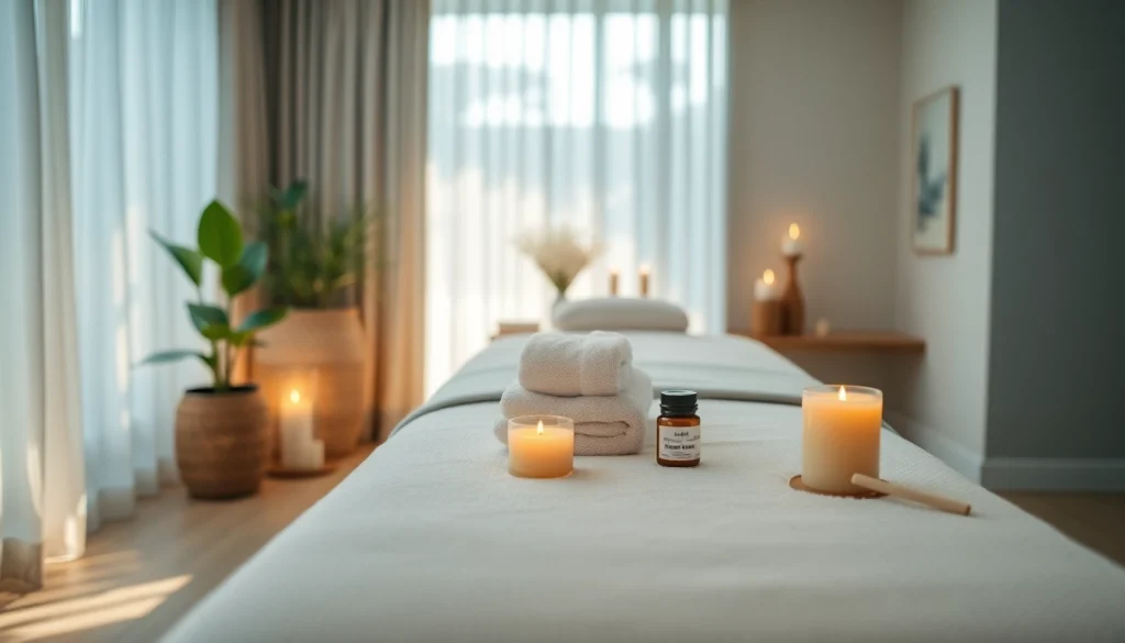 차분한 색상으로 구성된 전문 수원출장마사지 세팅의 편안한 분위기