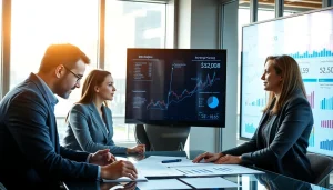 Team evaluating b2b competitive intelligence in a modern office setting.