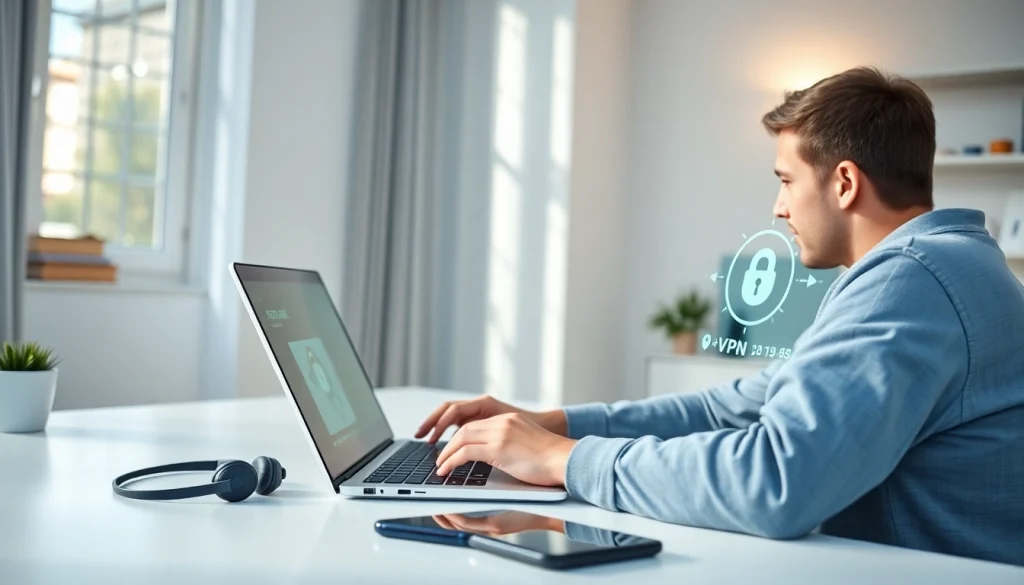 使用快连VPN的用户在现代家庭办公室享受快速且安全的连接。